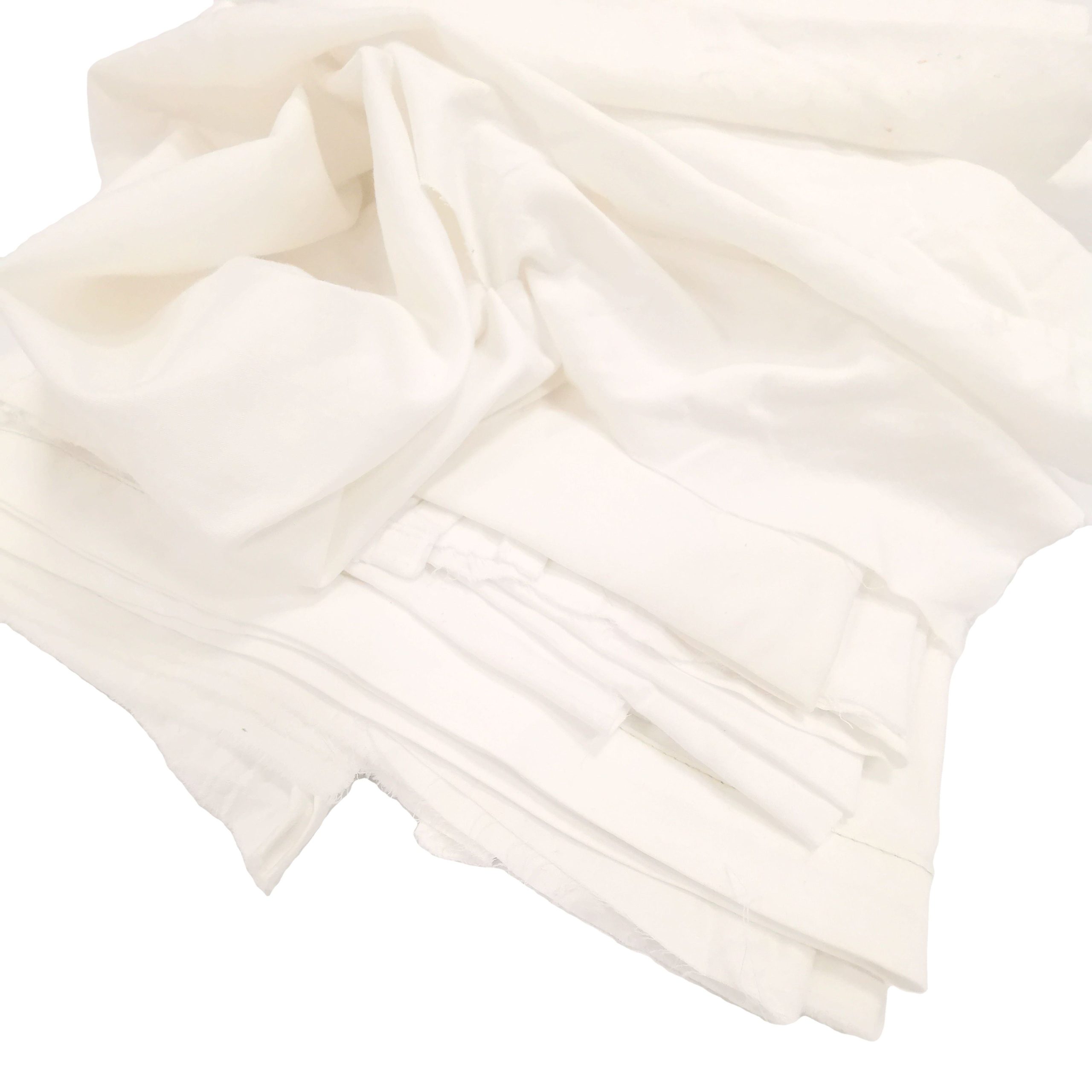 Industrial bed sheet rags cut pieces white scrap cotton cleaning wiping rags