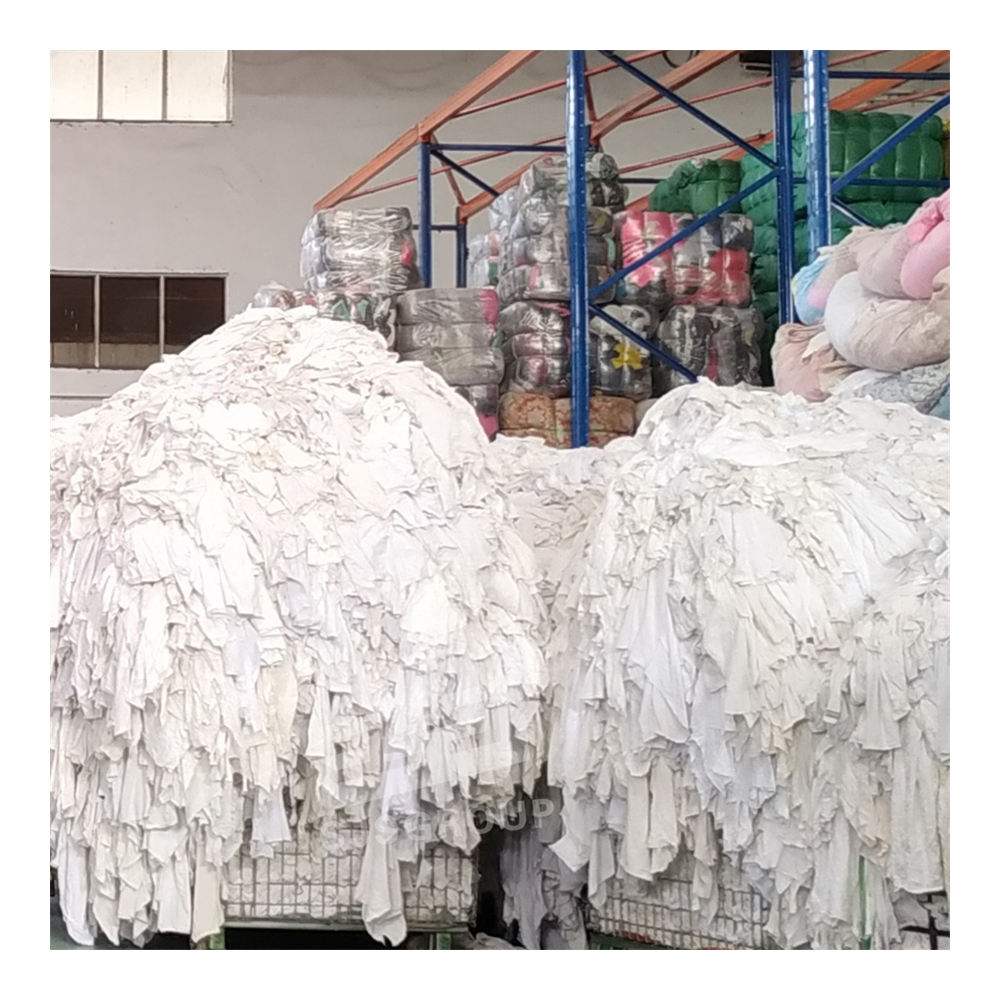 Cheapest and good quality of Cotton cloth industrial cleaning wiping rags white printed T-shirt rags