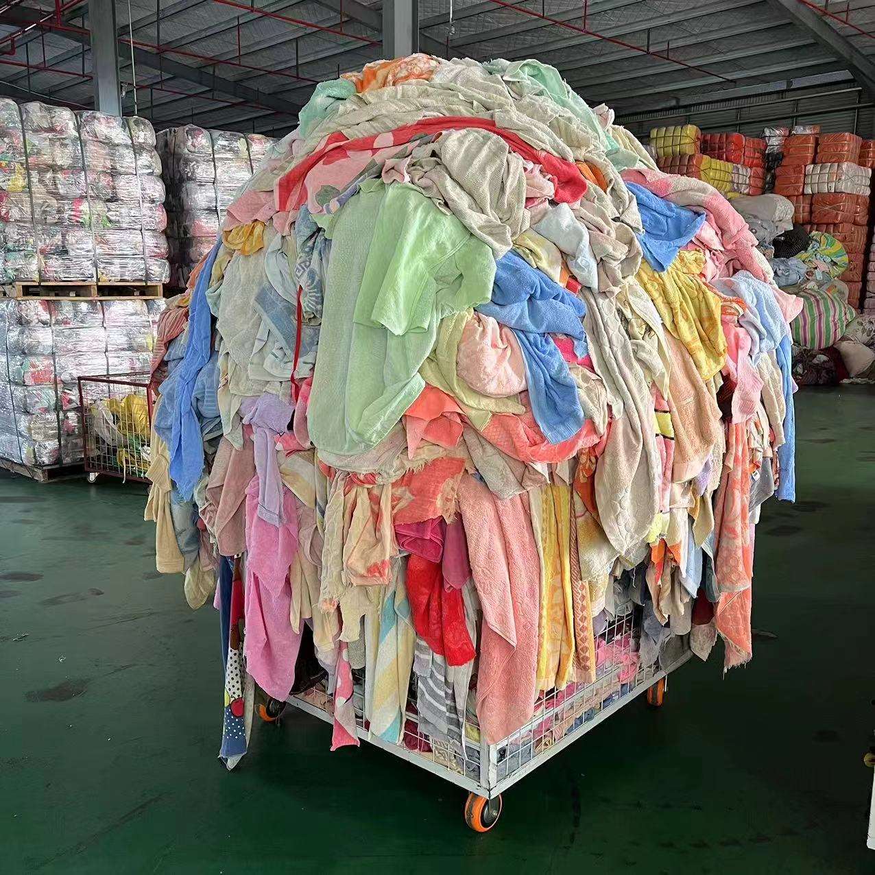 Best sell industrial use 100% cotton 10KG used bath towels bales cutting second hand hotel color towel rags